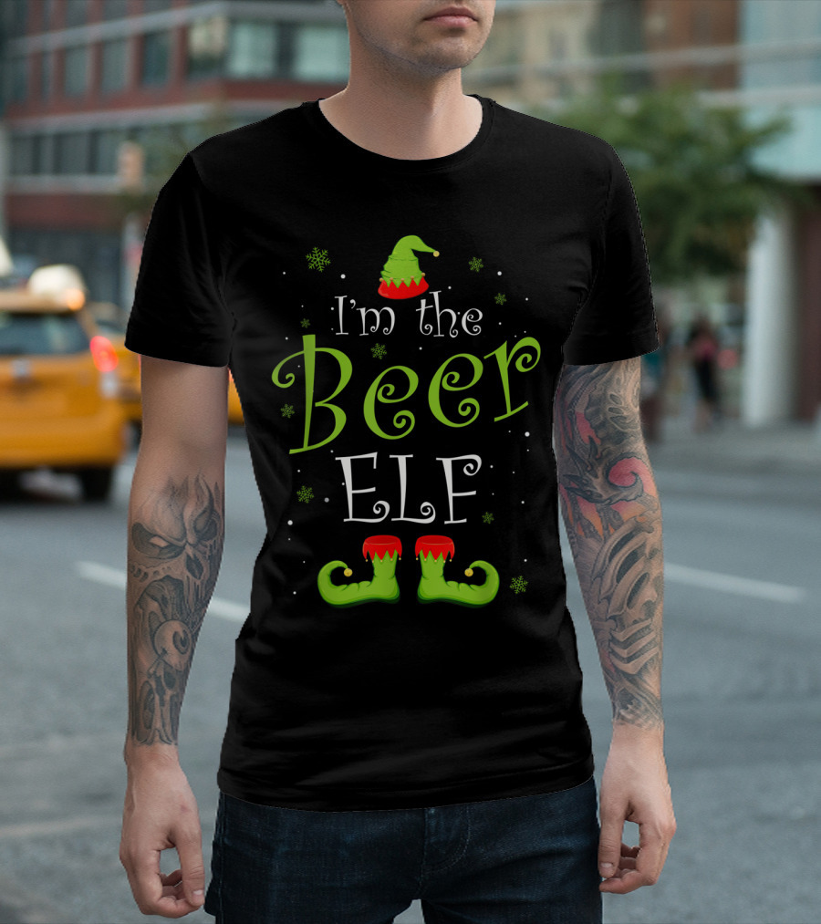 I'm The Beer Elf Christmas Hat And Shoes Holiday Group Matching T-Shirt