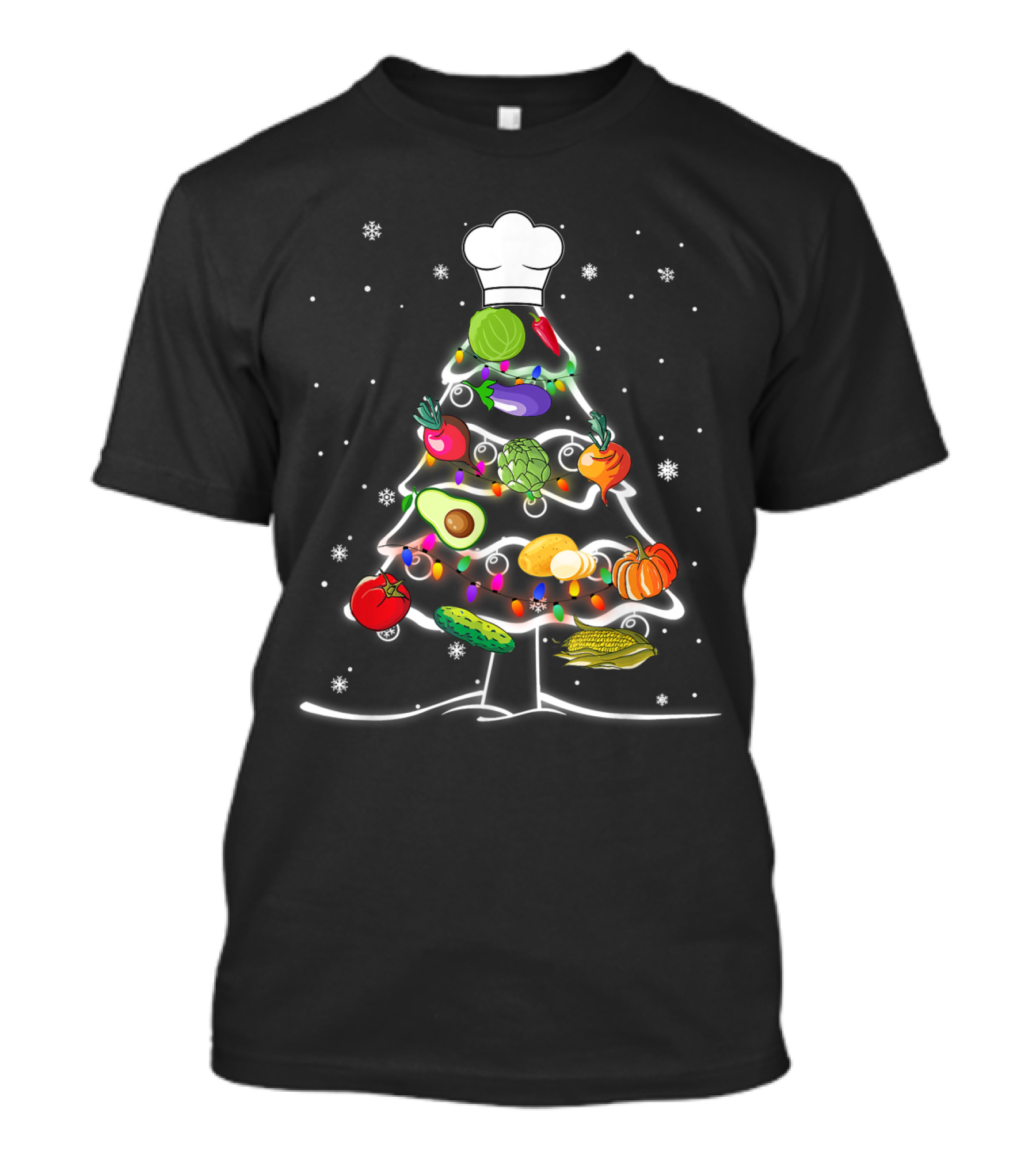 Lunch Lady Christmas Tree Chef Hat Vegetable Ornaments T-Shirt