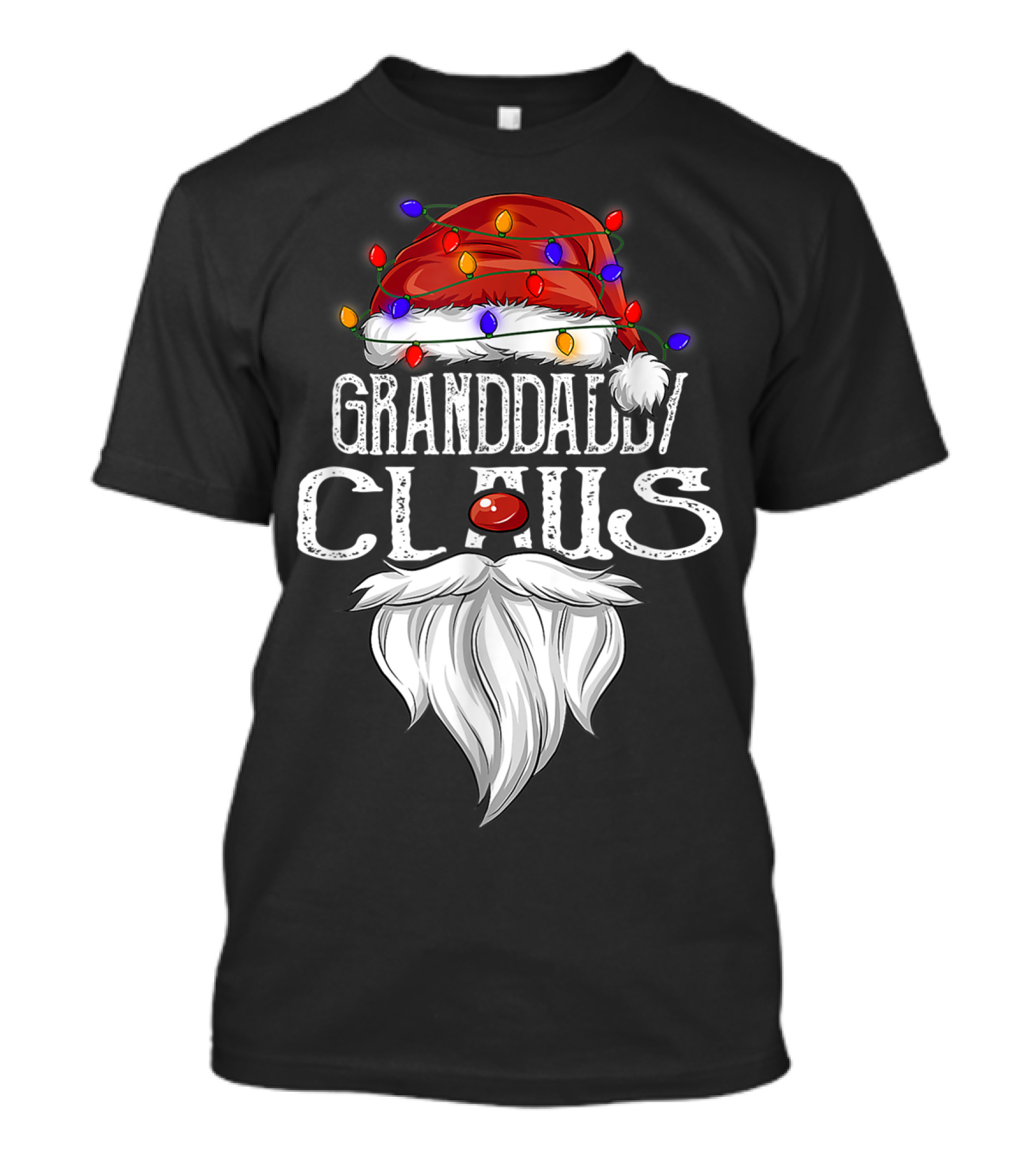 Granddaddy Claus Christmas Lights Santa Hat Beard T-Shirt