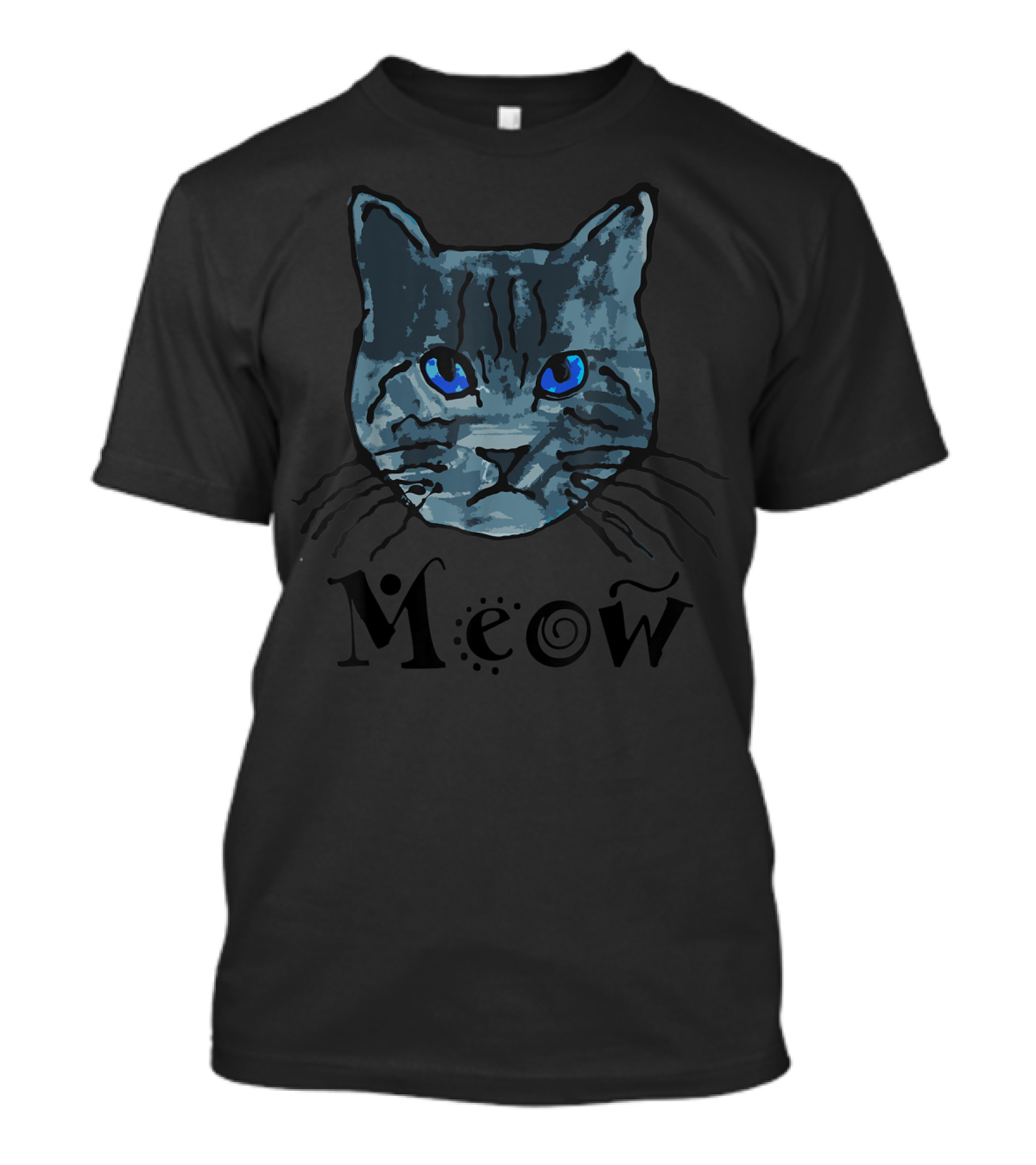 Meow Blue-Eyed Cat Face T-Shirt