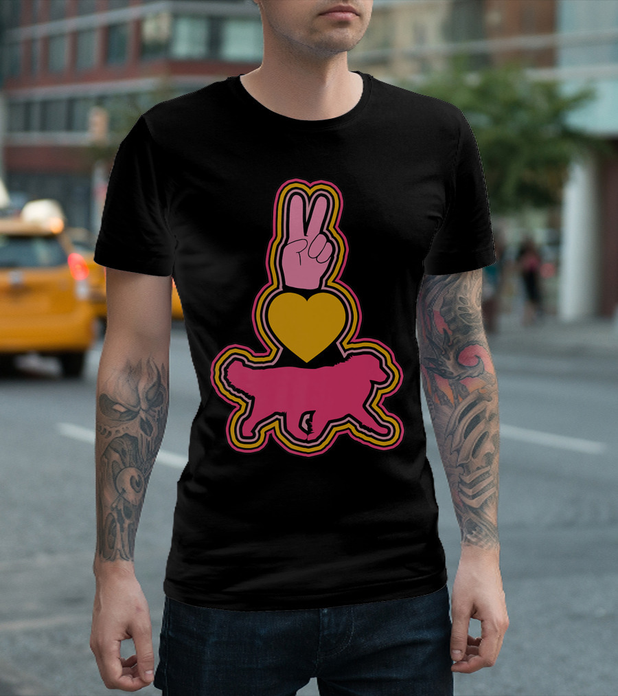 Peace Love Australian Shepherds Symbols V Sign Heart Dog T-Shirt