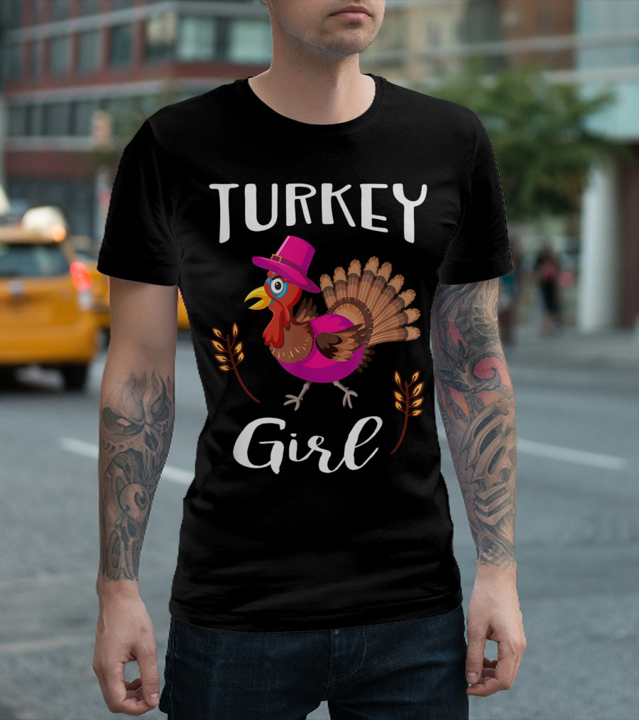 Turkey Girl Pink Turkey Thanksgiving Trot Gobble T-Shirt