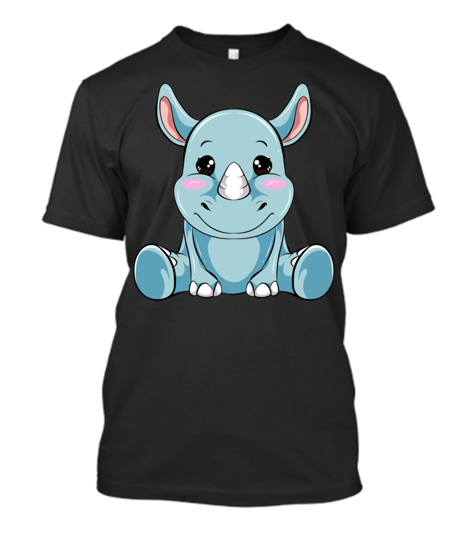 Kawaii Rhino Cute Rhinoceros Funny Chubby Adorable Sitting Character T-Shirt