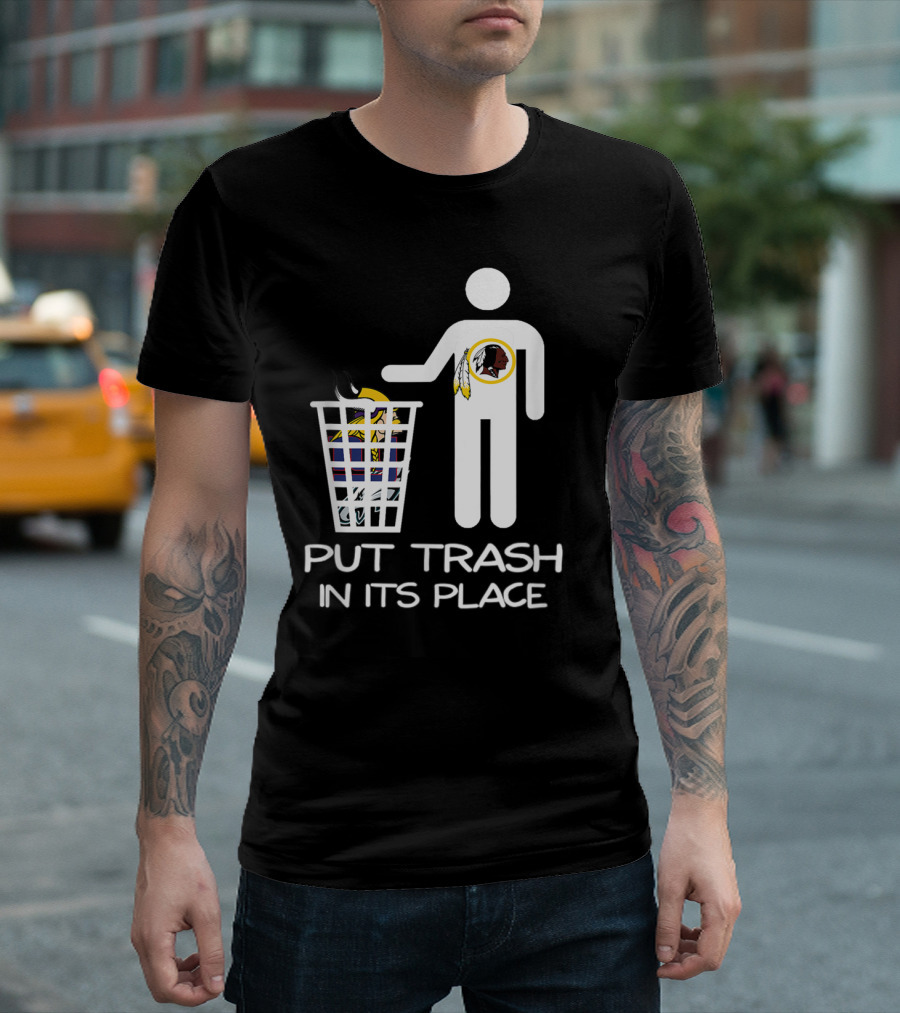 Put Trash In Its Place Christmas Football Battle Team T-Shirt