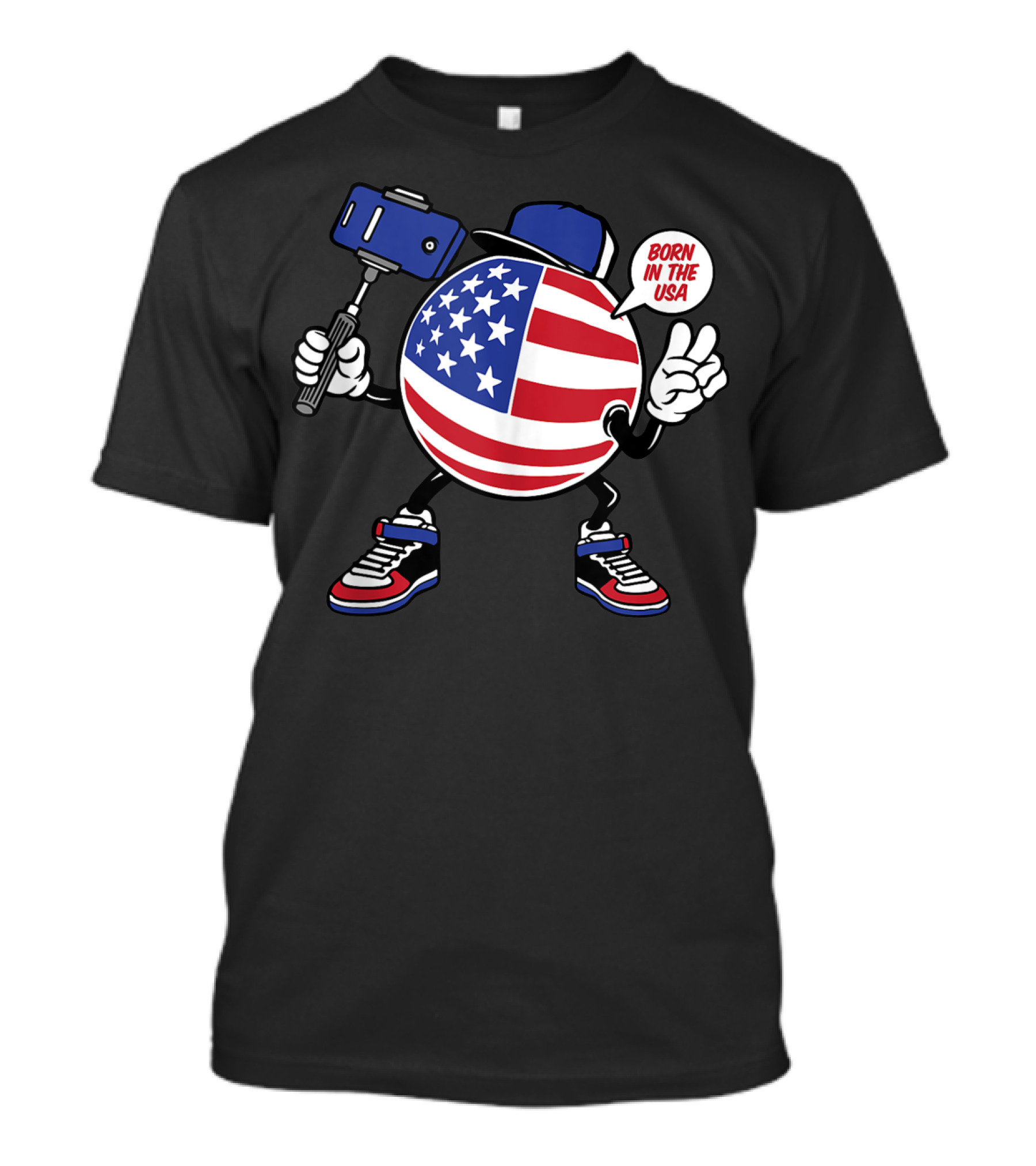 Born In The USA Fun Selfie Patriotic American Pride T-Shirt