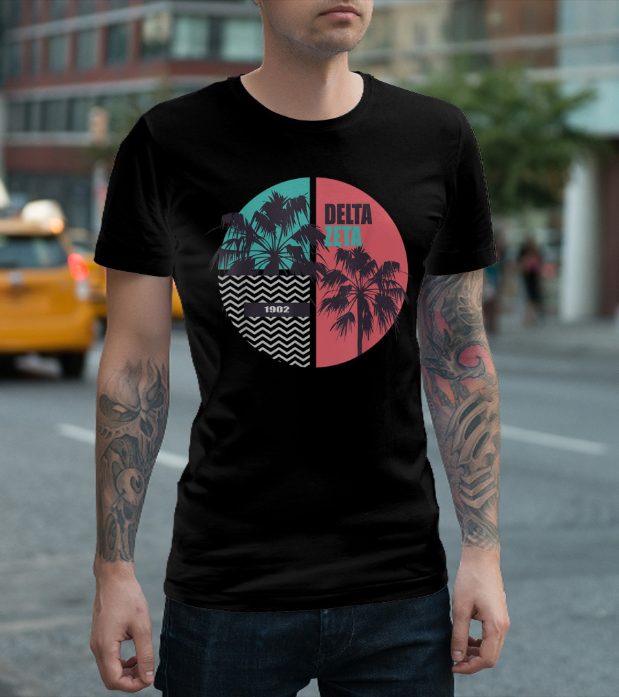 Delta Zeta 1902 Palm Trees Retro Circle T-Shirt