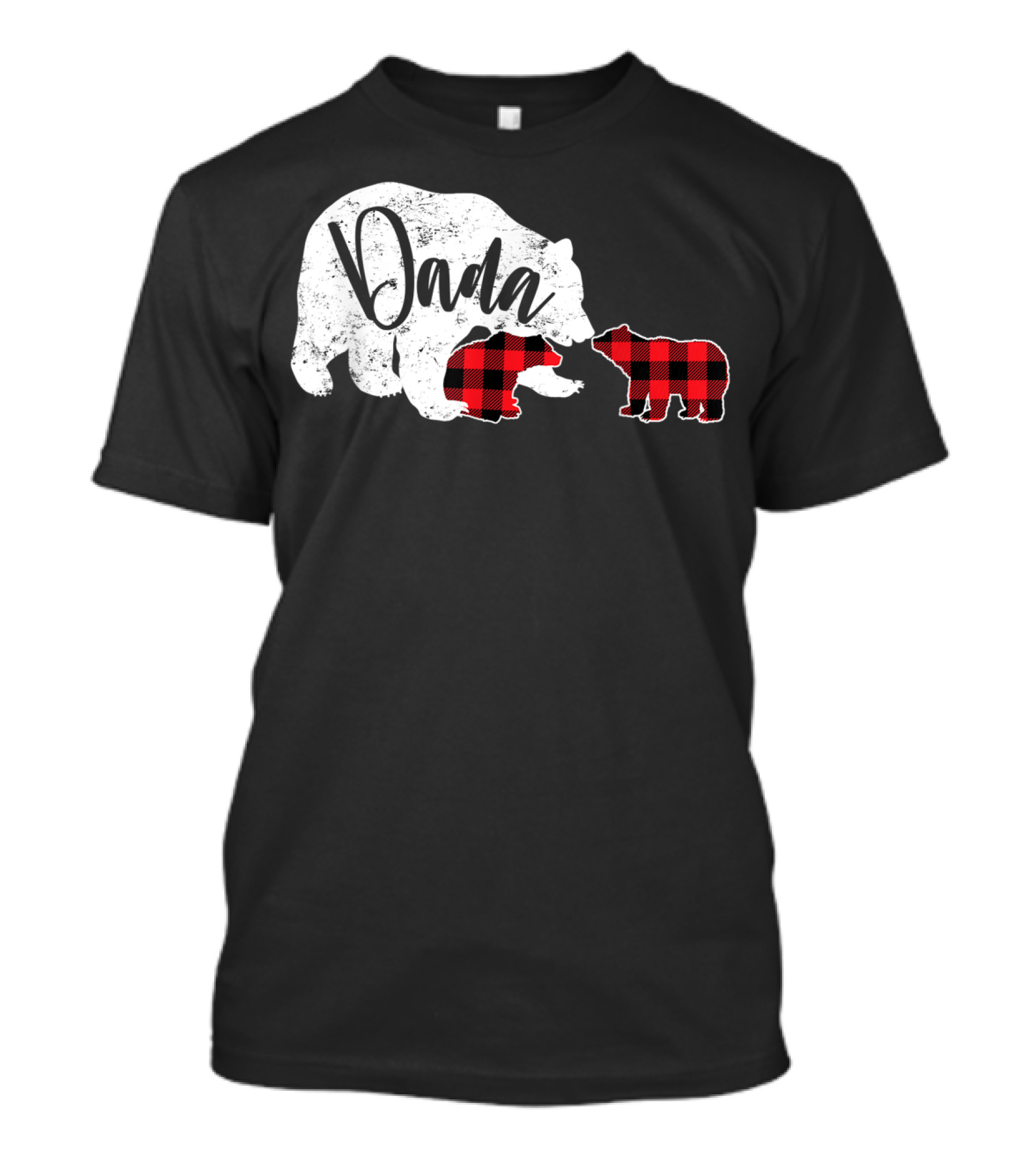 Dada Bear Buffalo Plaid Two Cubs Matching Family T-Shirt