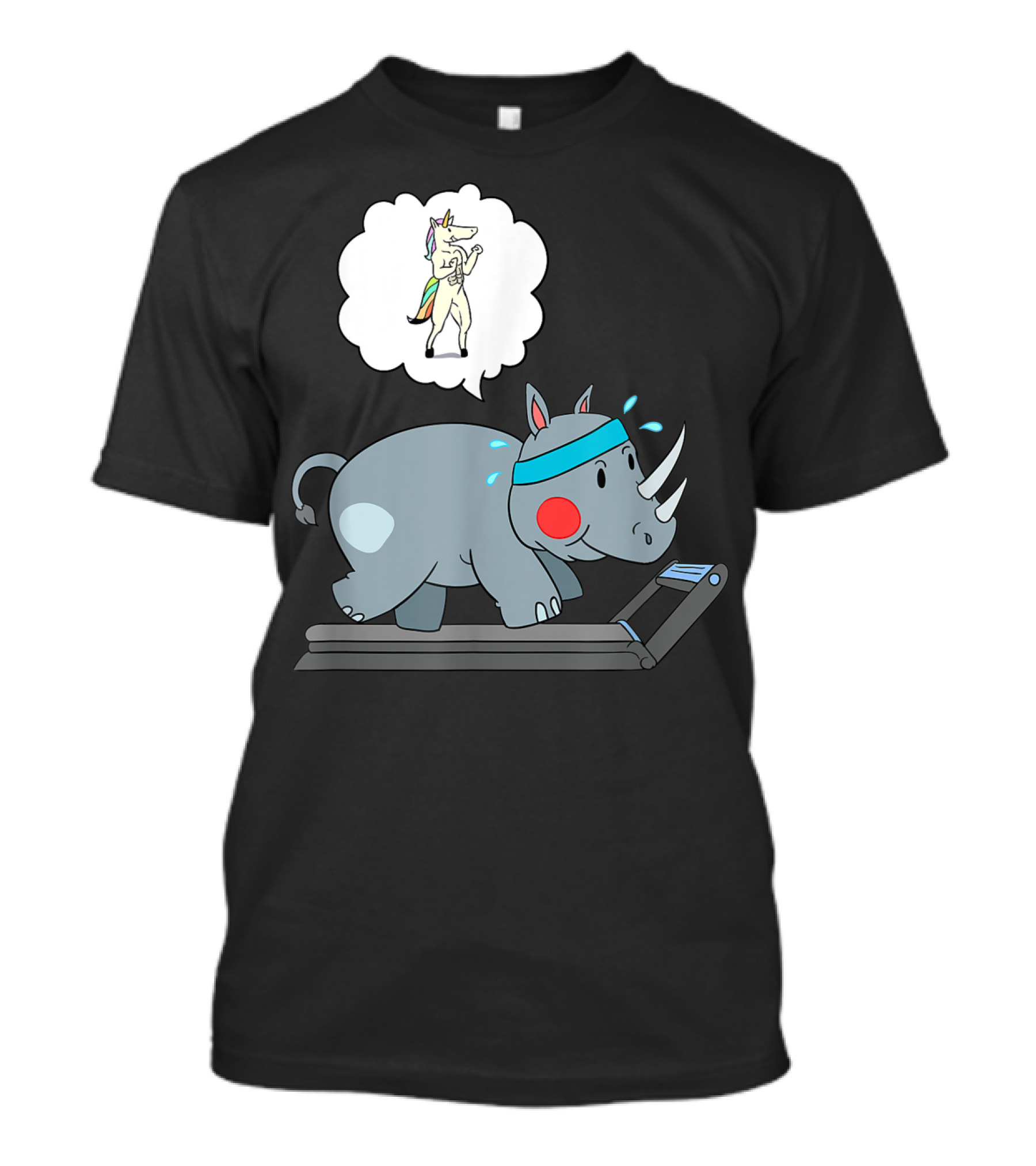 Rhino Cardio Dreaming Of Unicorn Running Fitness Humor T-Shirt