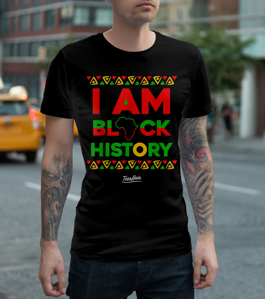 I Am Black History African American TeesHive African Map Vibrant T-Shirt
