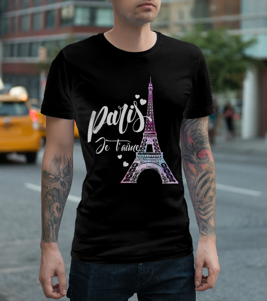 Paris Je T'aime Eiffel Tower Hearts T-Shirt