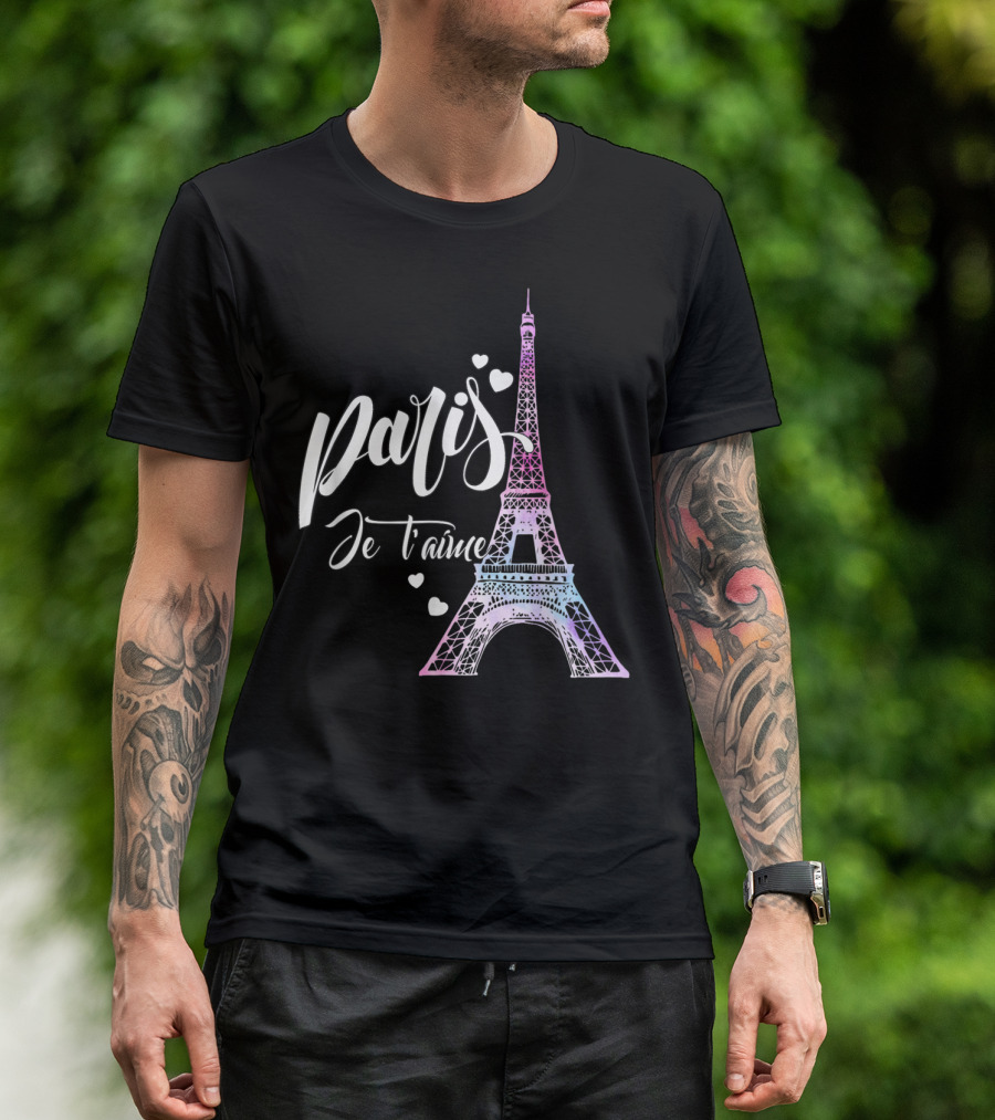 Paris Je T'aime Eiffel Tower Hearts T-Shirt