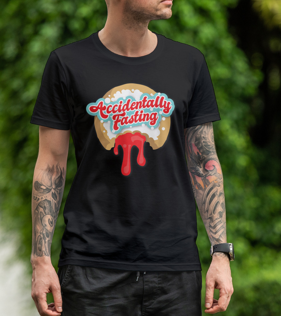 Accidentally Fasting Red Dripping Iced Donut T-Shirt