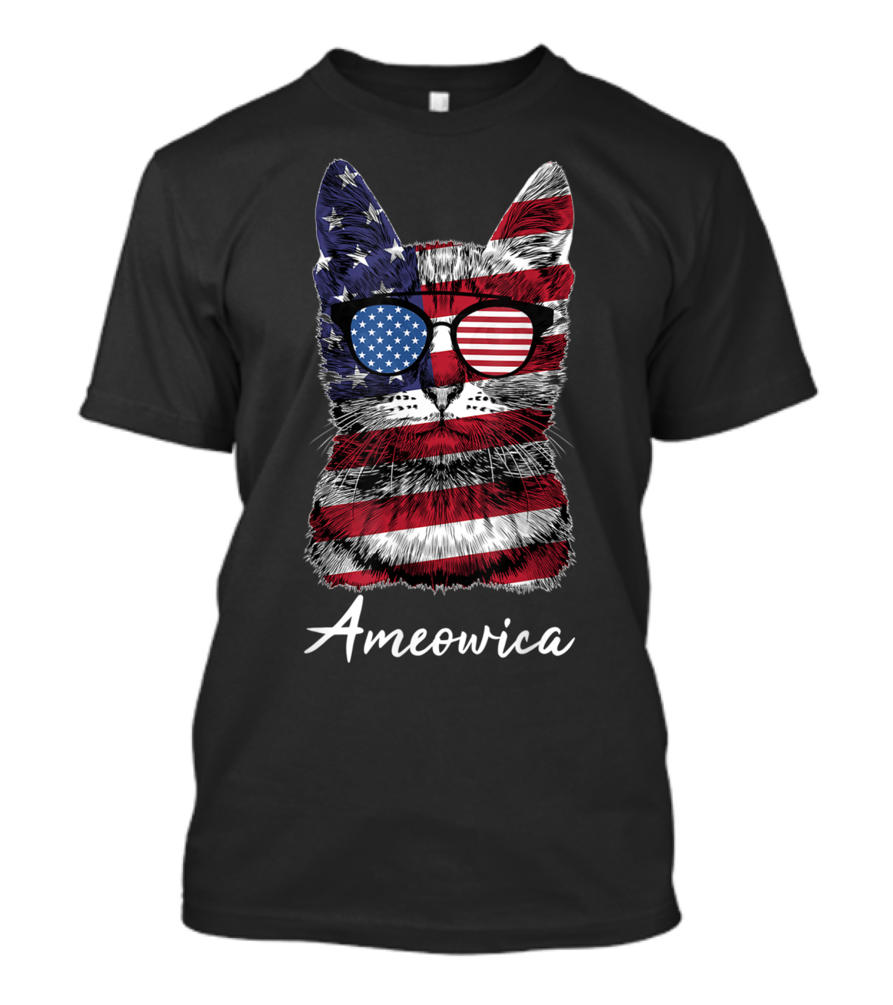 Ameowica Cat American Flag Patriotic 4th Of July Independence Day T-Shirt