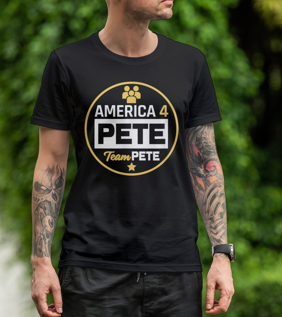America 4 Pete Team Pete Buttigieg Support Badge Circle Star T-Shirt