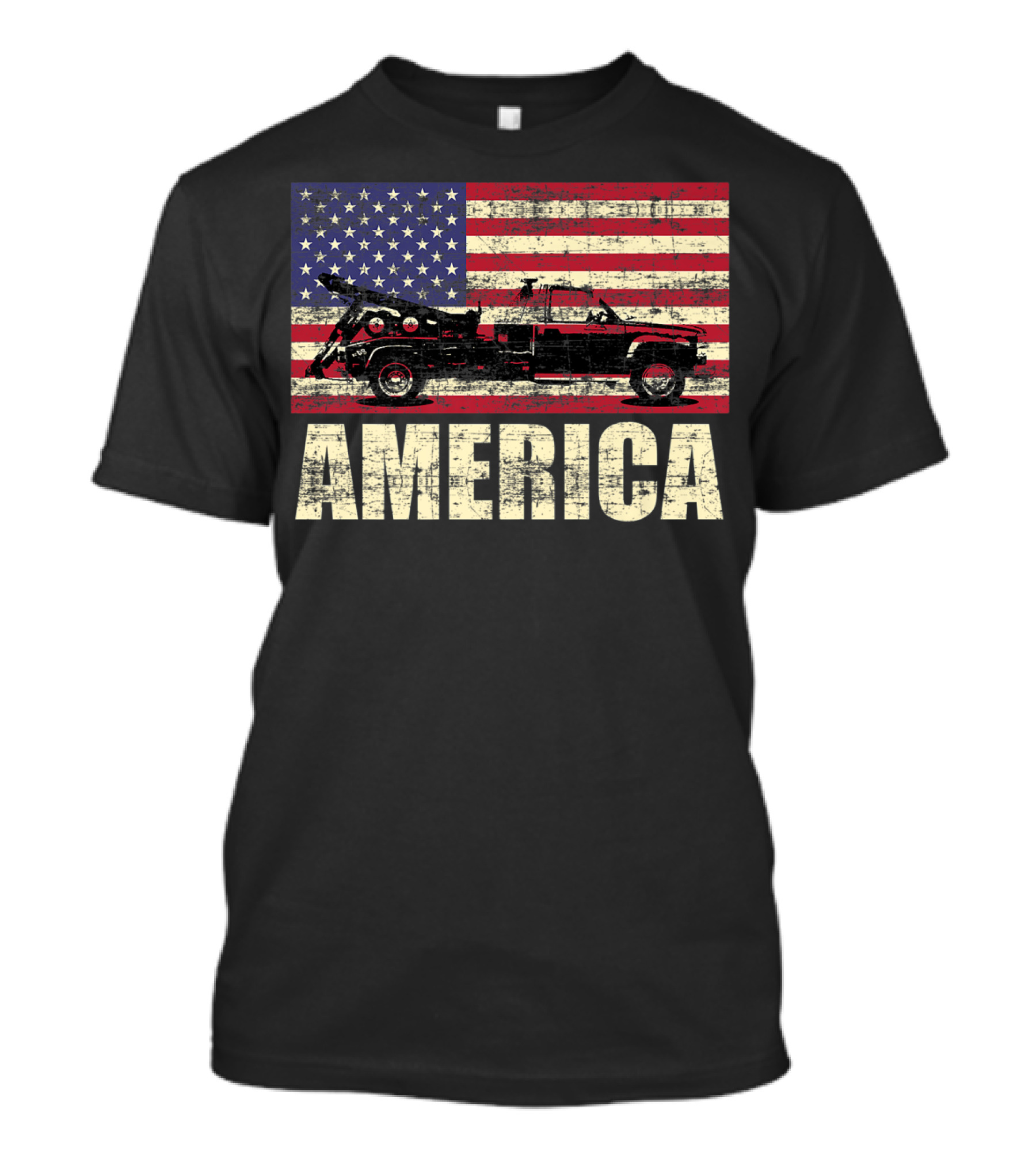 America Tow Truck Patriotic Pickup Flag T-Shirt