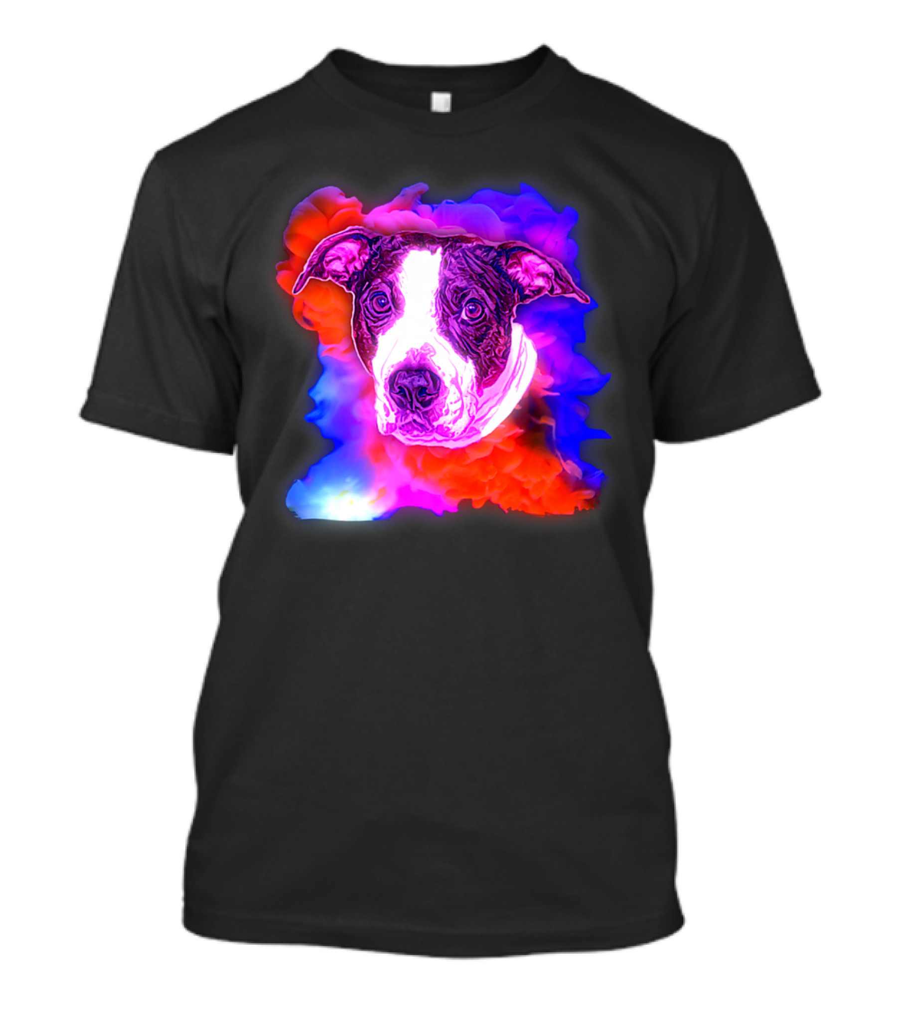 Trippy Animated Augmented Reality Dog With Vivid Colorful Background T-Shirt