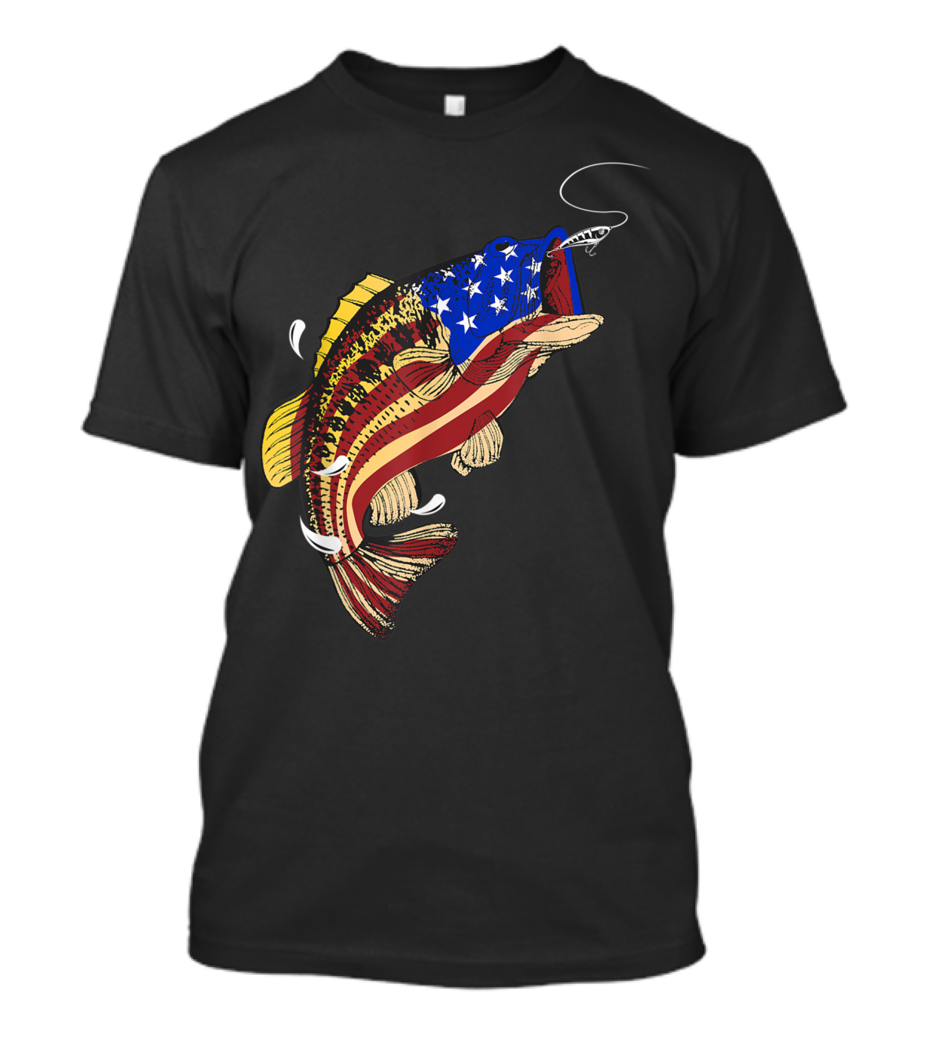 Bass Fishing American Flag 4th Of July T-Shirt
