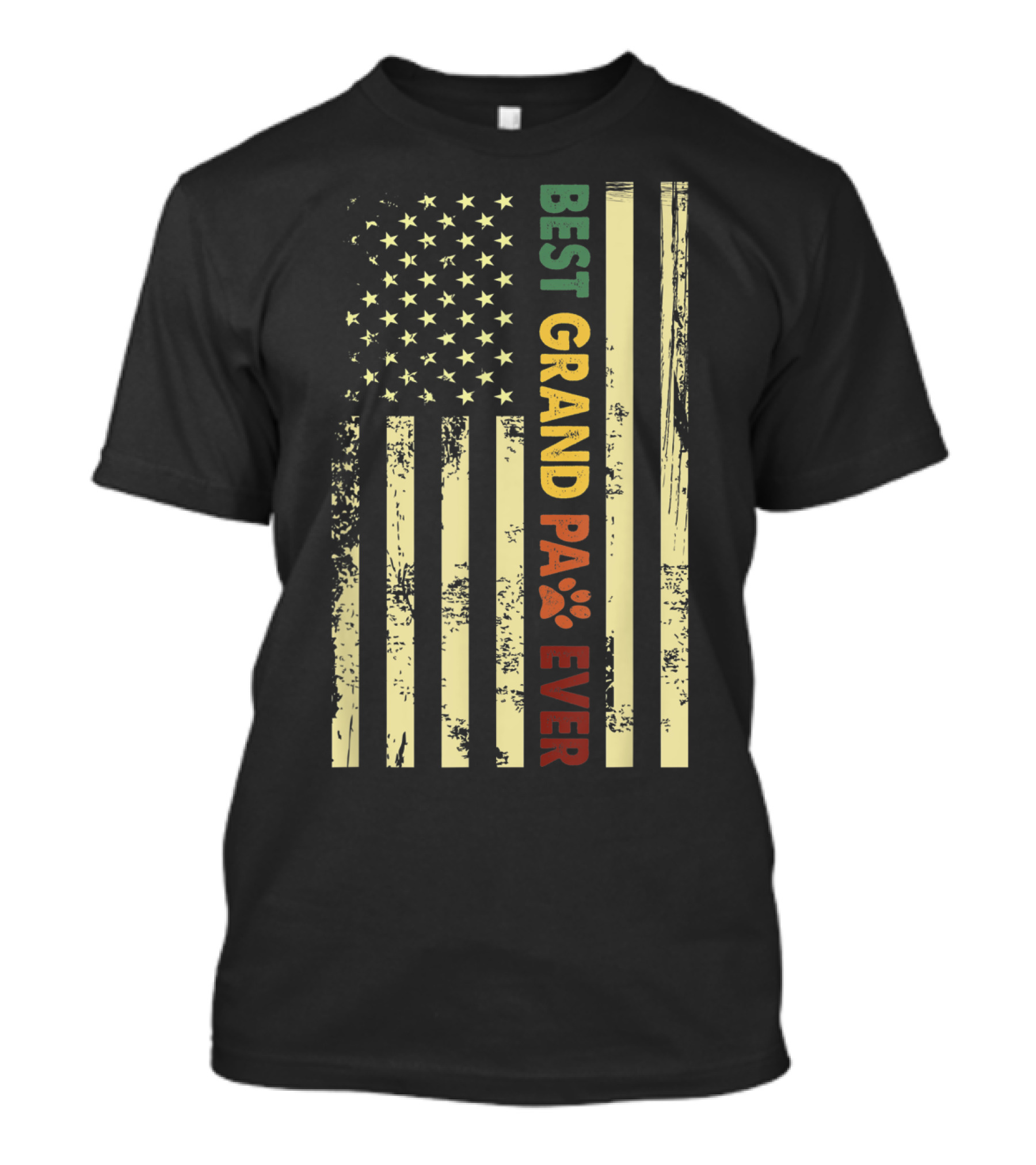 Best Grandpaw Ever American Flag Paw Prints T-Shirt