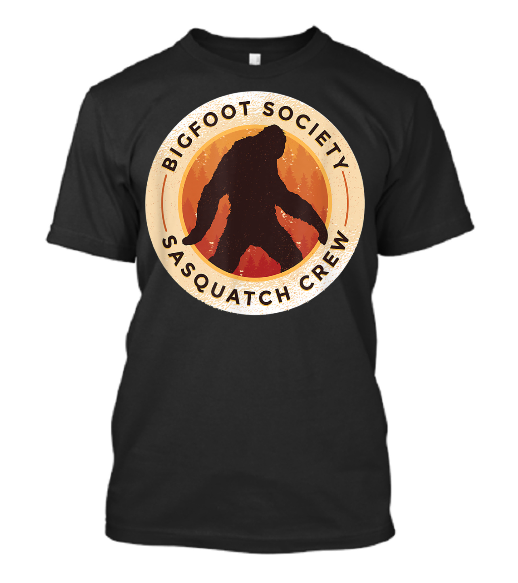Bigfoot Society Sasquatch Crew Men Women Iconic Forest Emblem T-Shirt