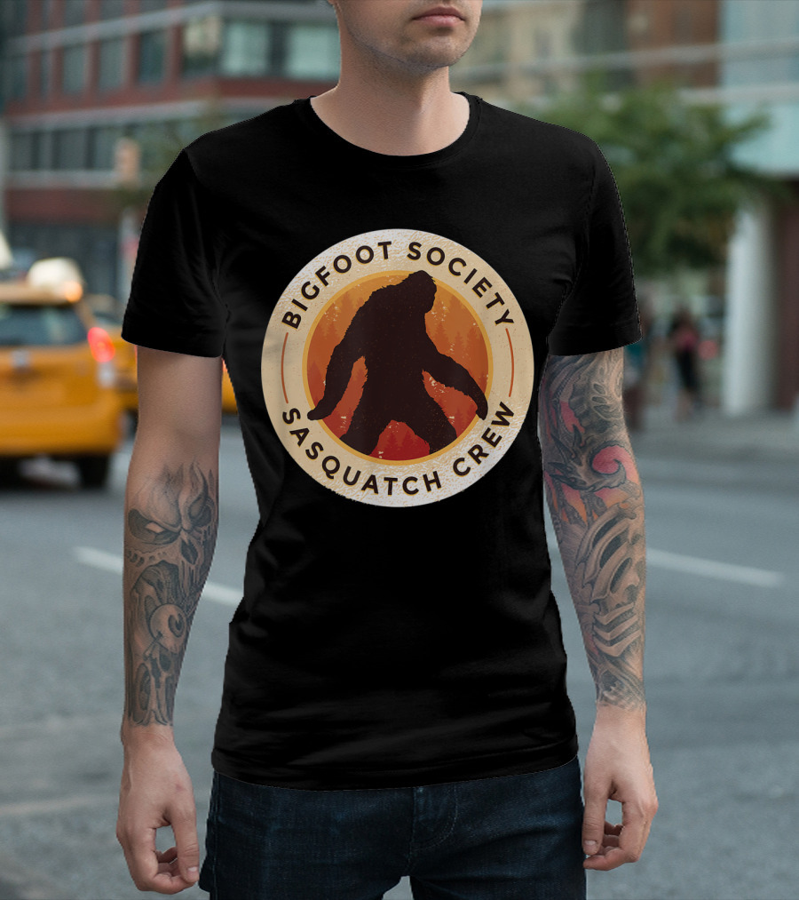 Bigfoot Society Sasquatch Crew Men Women Iconic Forest Emblem T-Shirt