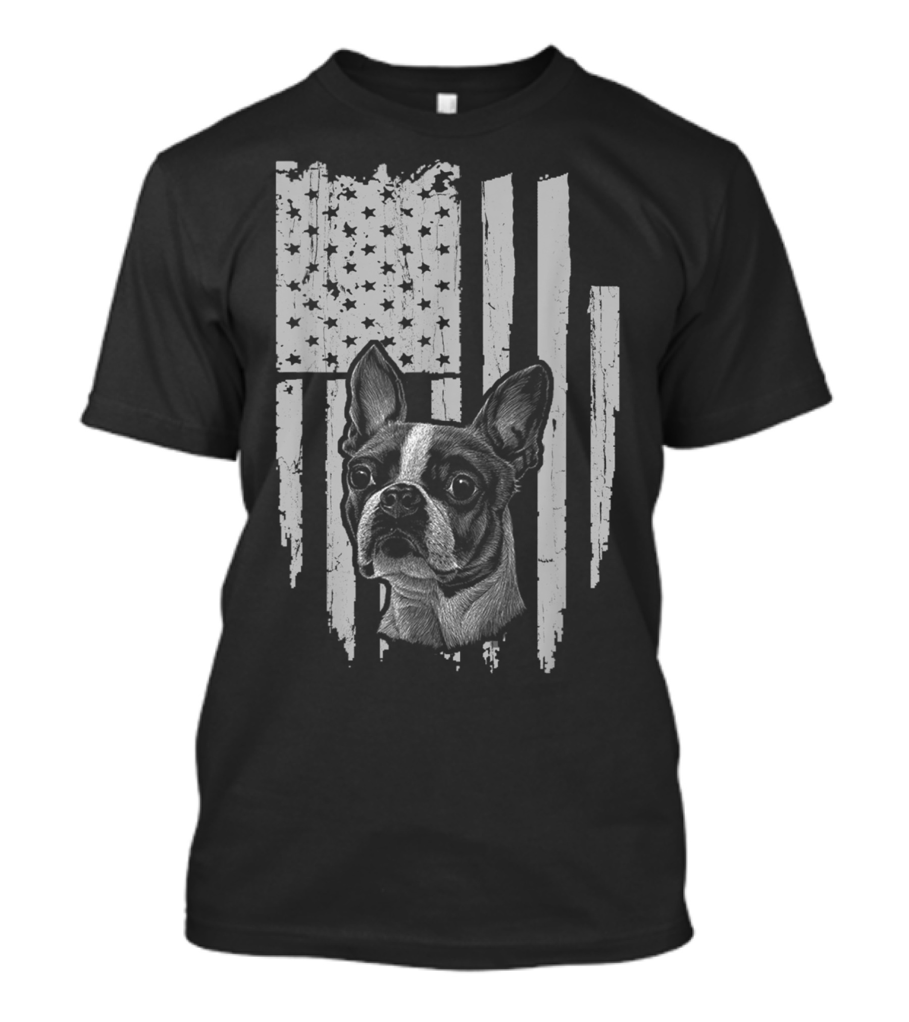 Boston Terrier USA Flag 4th Of July Dog T-Shirt