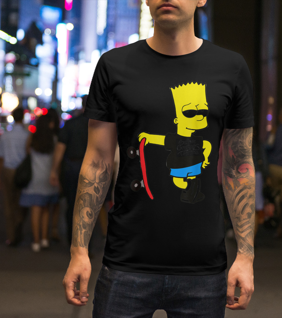 Bsbct Before Crayons Tattoos Bart Skateboard T-Shirt