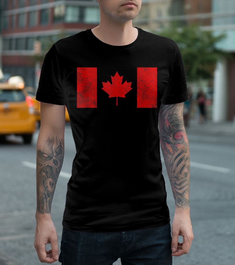 Canada National Flag Distressed Maple Leaf T-Shirt