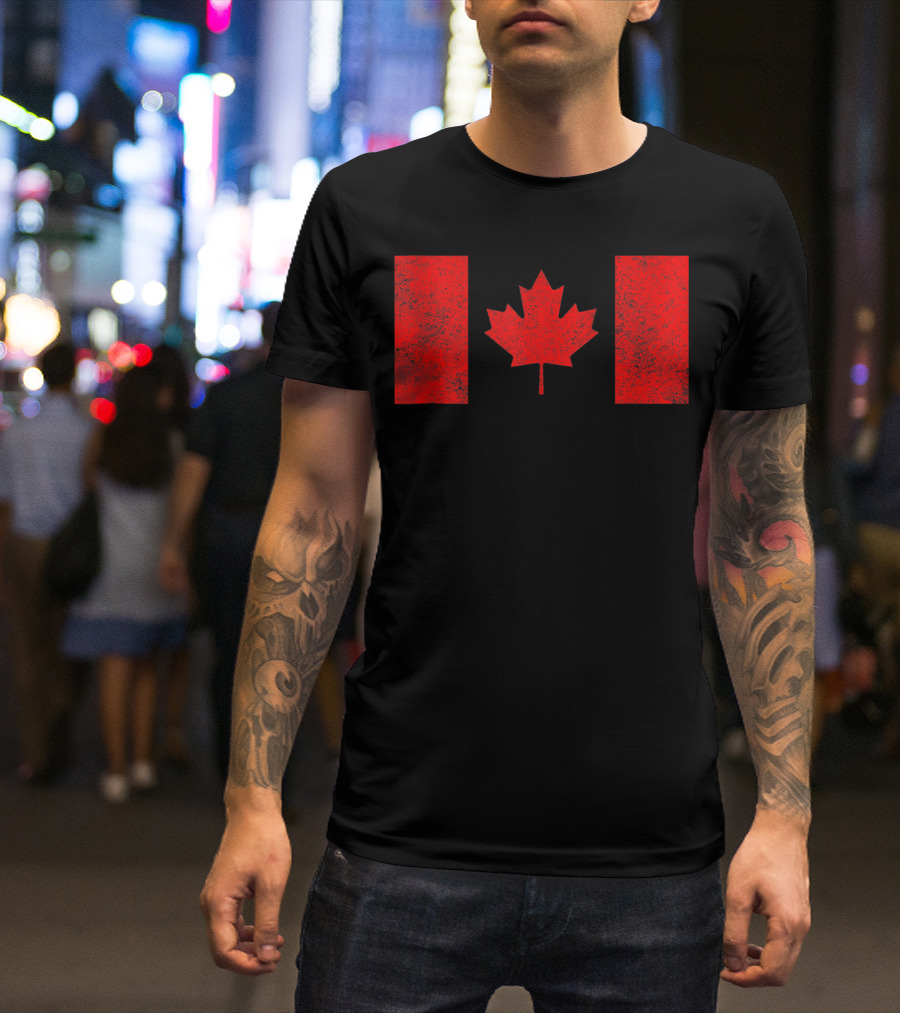 Canada National Flag Distressed Maple Leaf T-Shirt