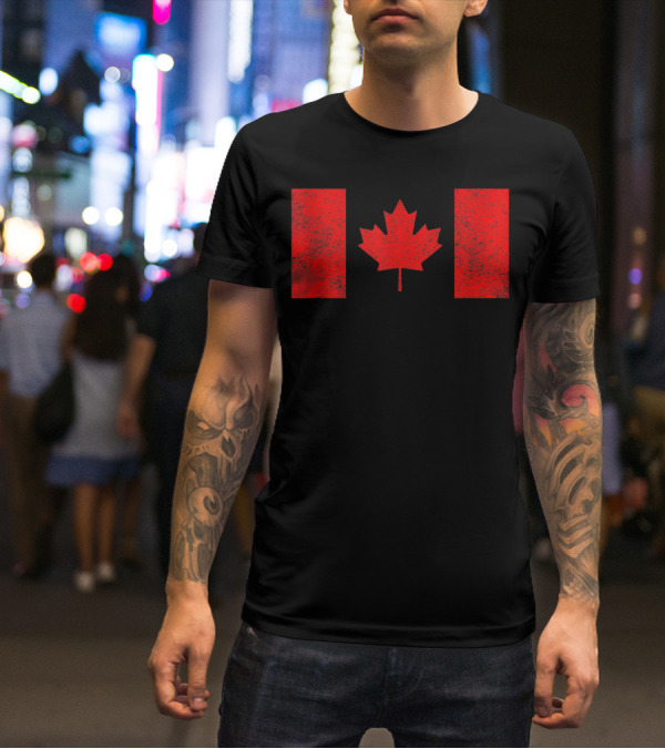 Canada National Flag Distressed Maple Leaf T-Shirt