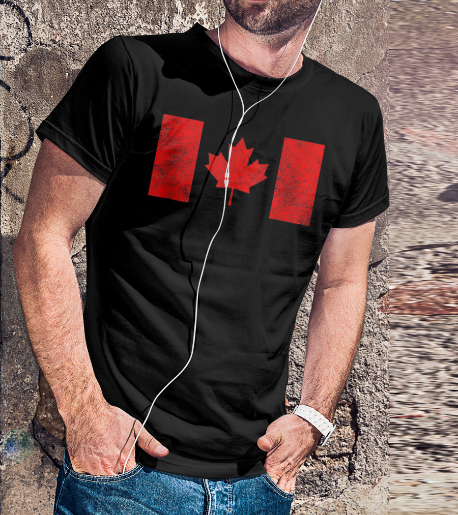 Canada National Flag Distressed Maple Leaf T-Shirt