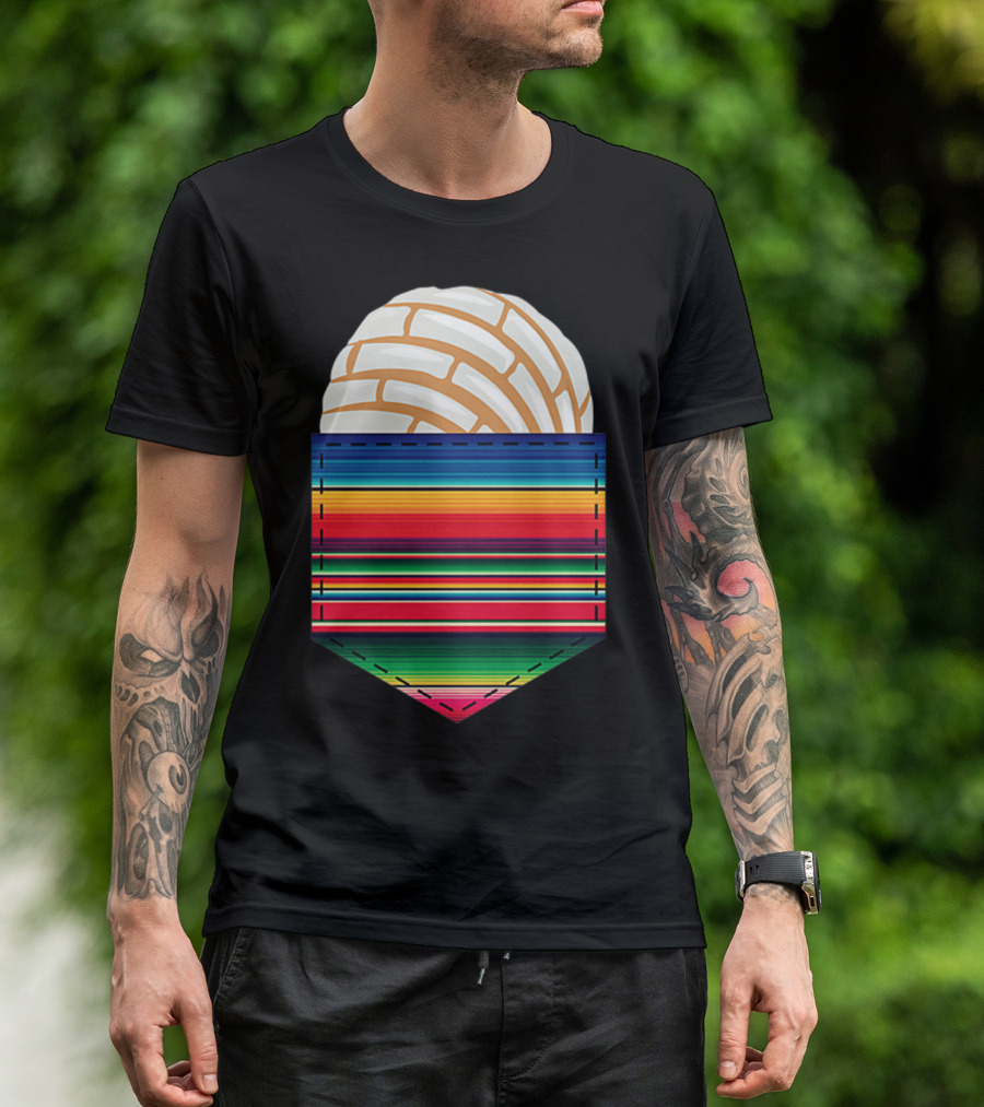 Colorful Serape Pocket White Concha T-Shirt