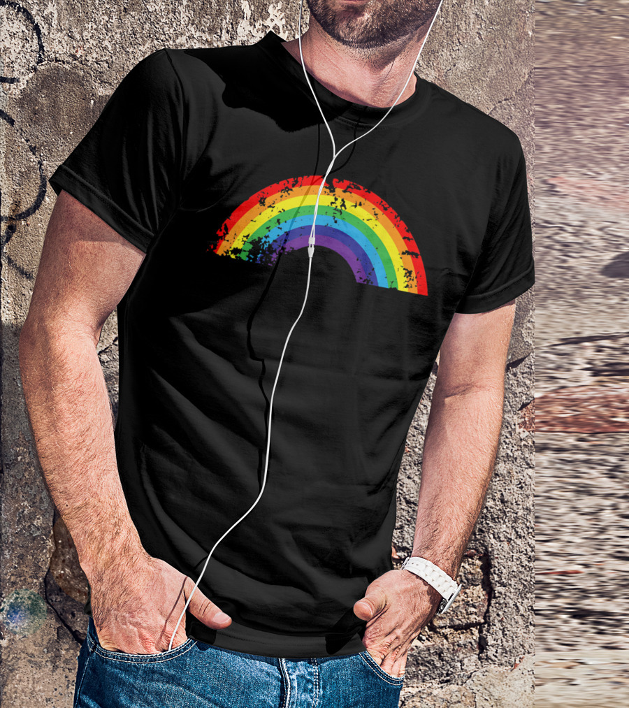 Cool Elegant Rainbow Vintage Retro 80's Style Rainbow T-Shirt