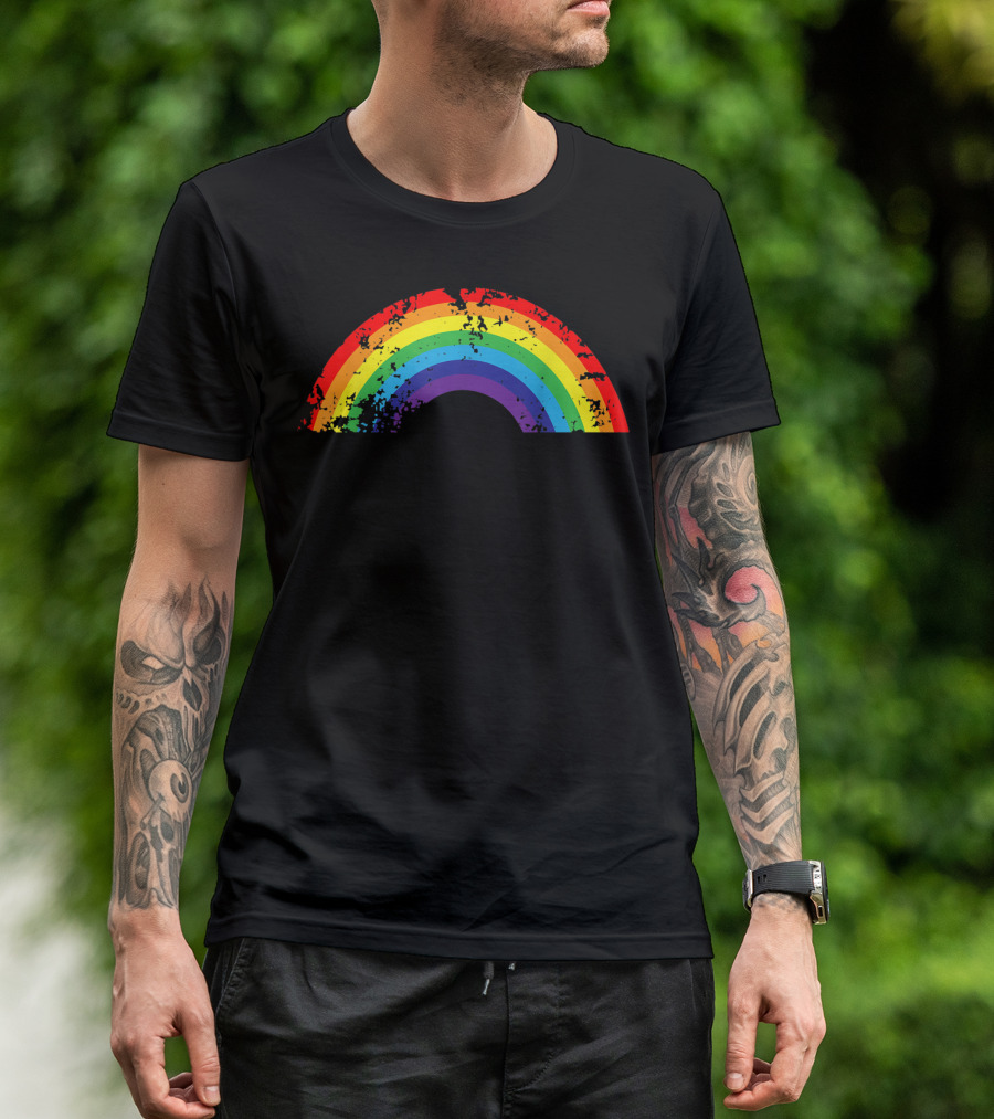 Cool Elegant Rainbow Vintage Retro 80's Style Rainbow T-Shirt