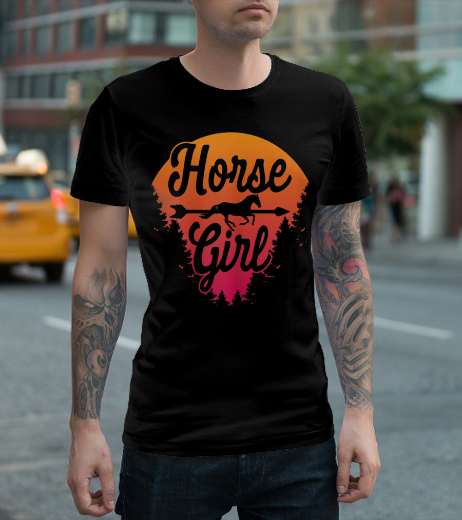 Horse Girl Forest Sunset T-Shirt