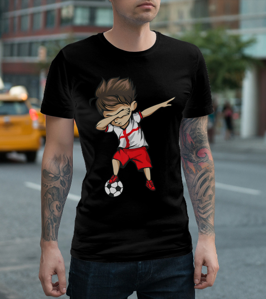 Dabbing Soccer Boy England Jersey English Football T-Shirt