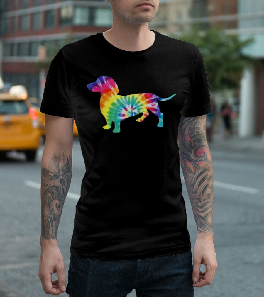 Dachshund Tie Dye Dog Puppy Retro Ts Men Women T-Shirt