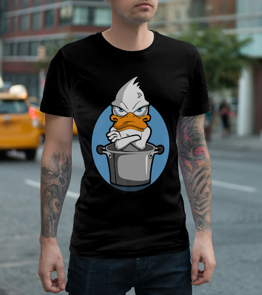 Grumpy Duck in Cooking Pot Angry Expression T-Shirt