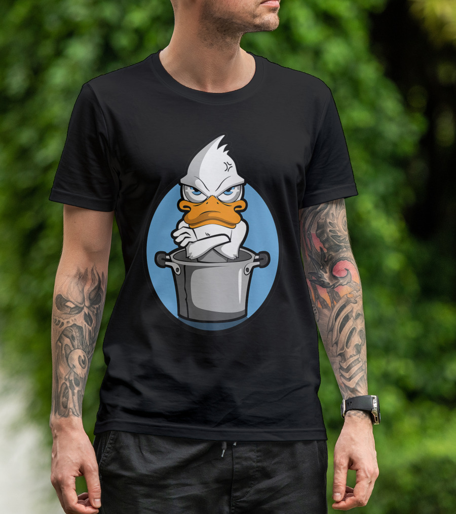 Grumpy Duck In Cooking Pot Angry Expression T-Shirt