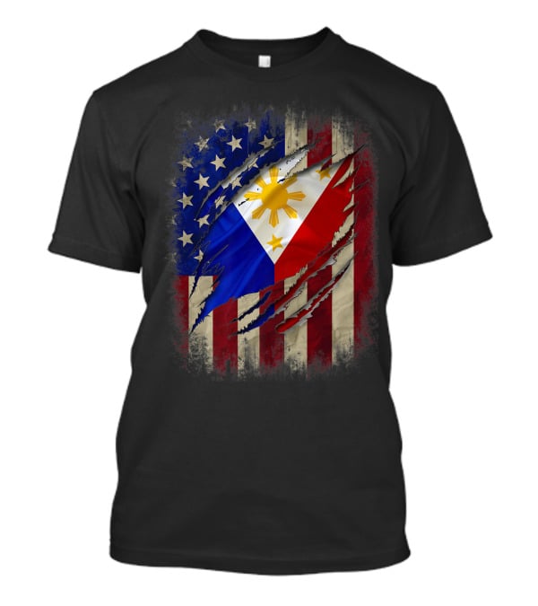 Filipino American Flag With Filipino Blood Inside T-Shirt