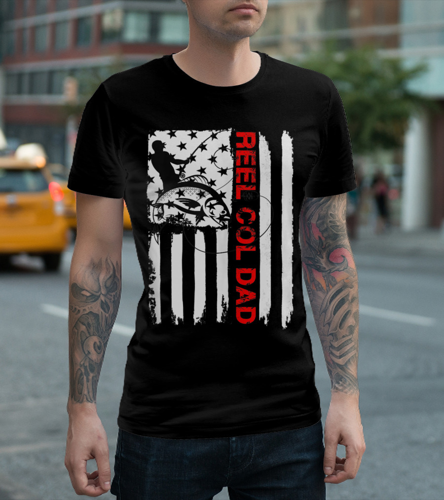 Fishing American Flag Reel Cool Dad T-Shirt