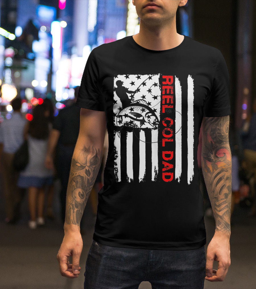 Fishing American Flag Reel Cool Dad T-Shirt