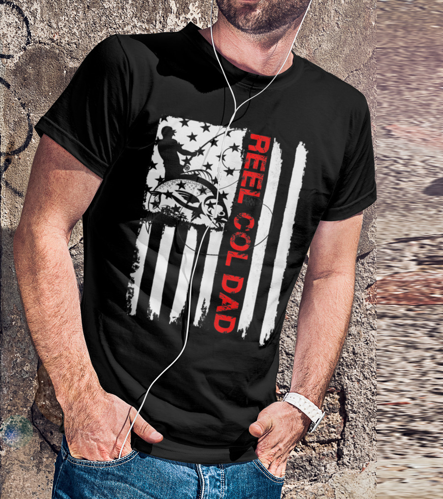 Fishing American Flag Reel Cool Dad T-Shirt