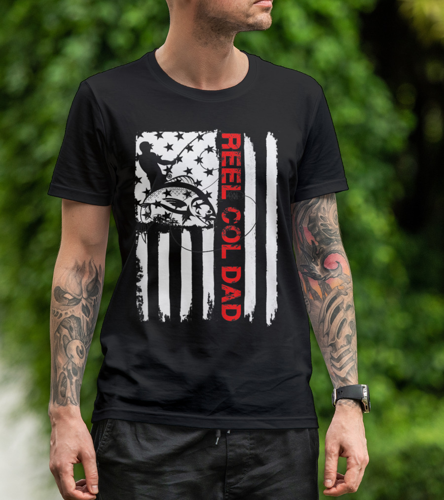 Fishing American Flag Reel Cool Dad T-Shirt