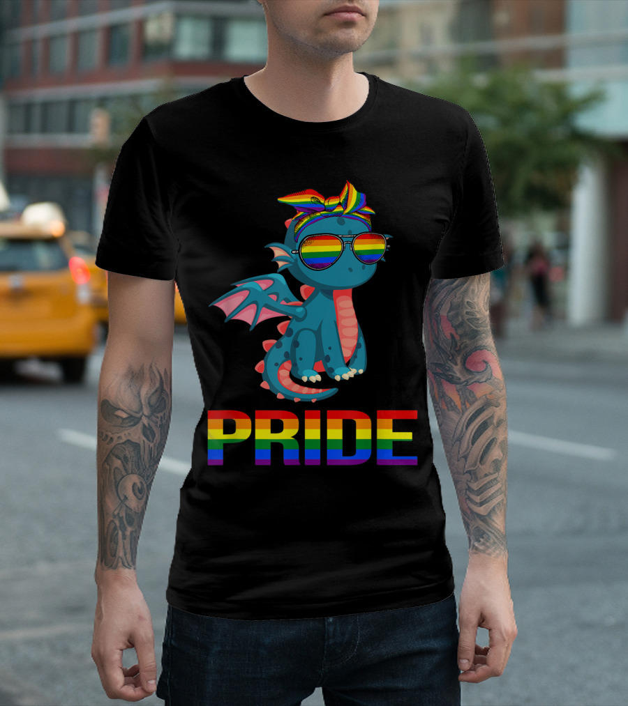 Pride Dragon with Rainbow Glasses and Bandana T-Shirt