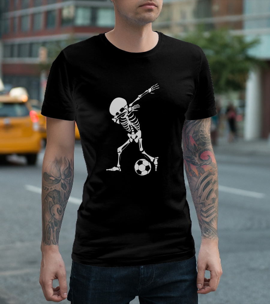 Dabbing Skeleton Halloween Soccer Dab Funny T-Shirt