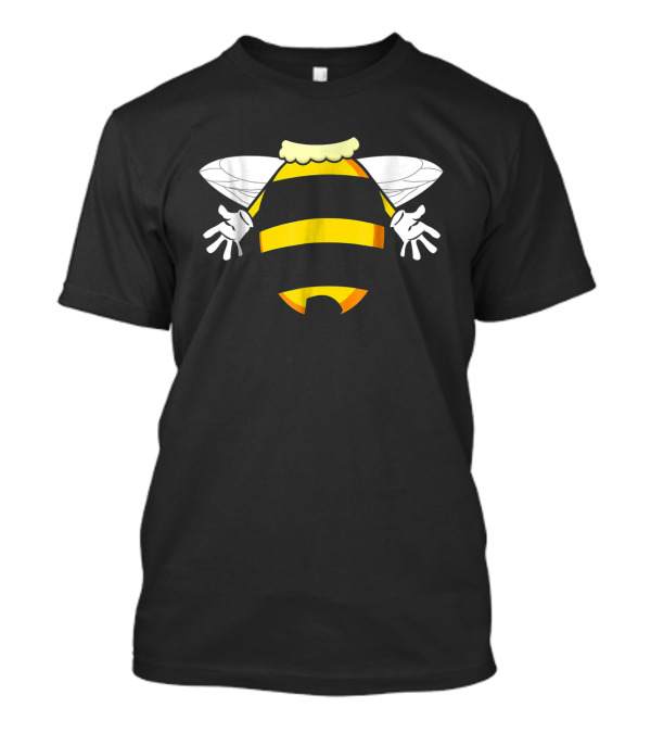 Funny Honeybee Costume Hilarious Bee With Striped Wings And Cartoon Hands T-Shirt