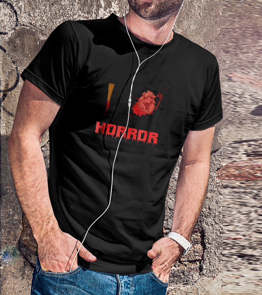 I Horror Bloody Stake Heart Design With Splatter Elements T-Shirt