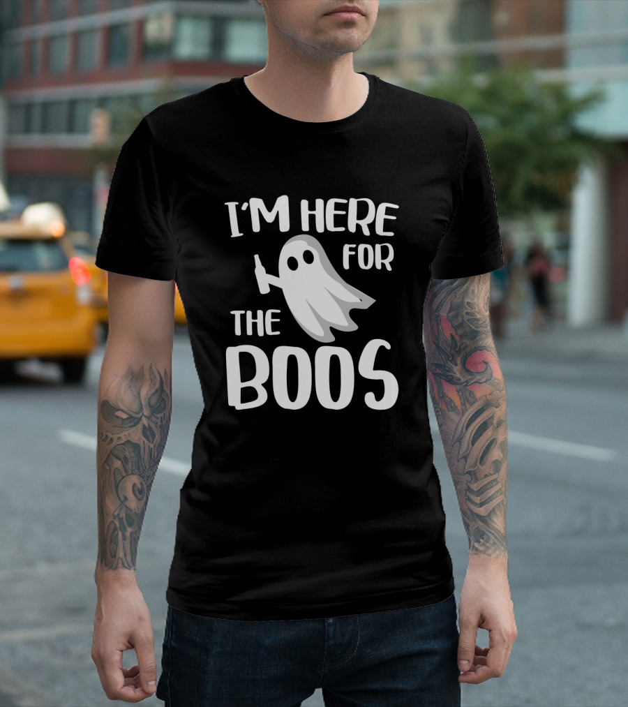 I'm Here For The Boos Halloween Ghost With Bottle Fun T-Shirt