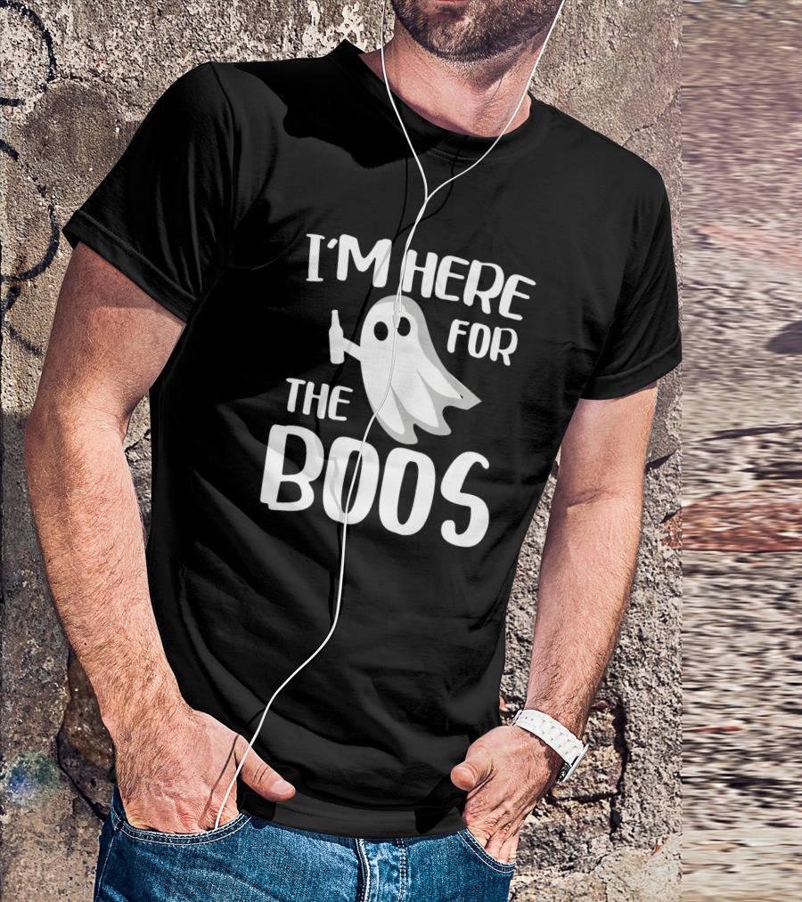 I'm Here For The Boos Halloween Ghost With Bottle Fun T-Shirt
