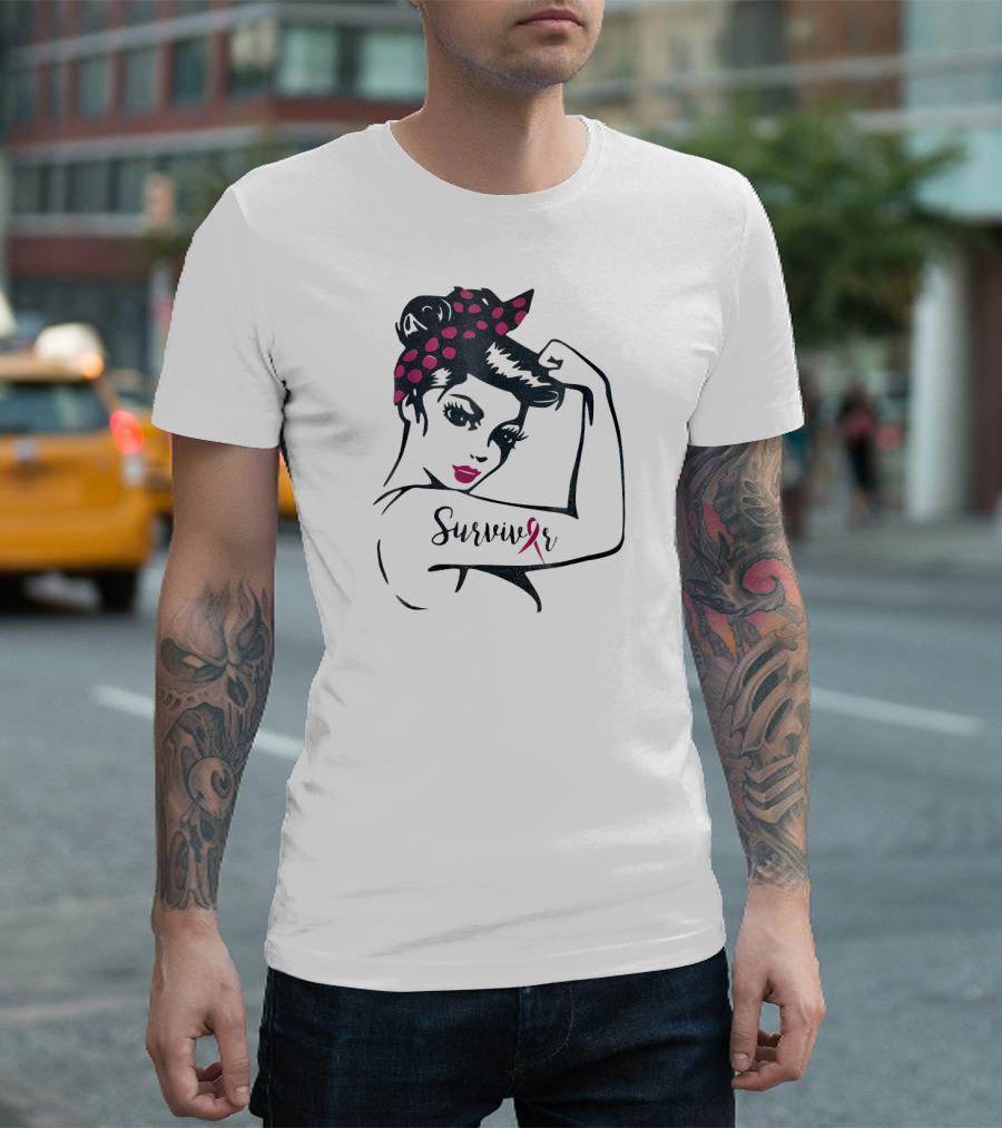 Rosie the Riveter Breast Cancer Survivor We Can Cure It Survivor T-Shirt